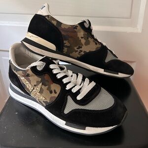 Golden Goose Running Canvas Camouflage Gold Glitter Women’s 39